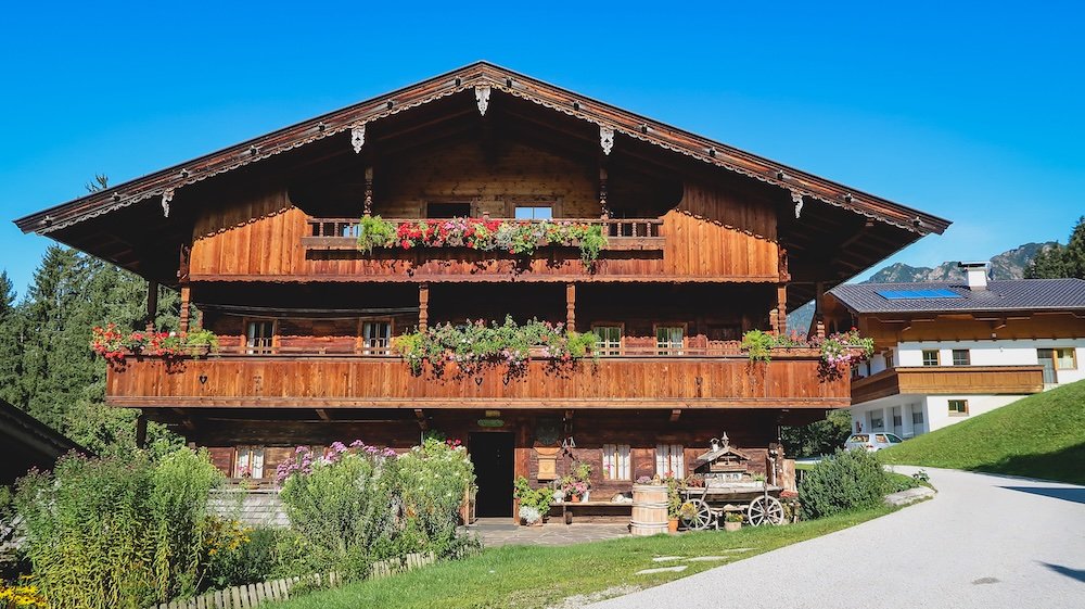 Classic Tyrolean farmhouse offering a unique rural way of life in Tyrol, Austria