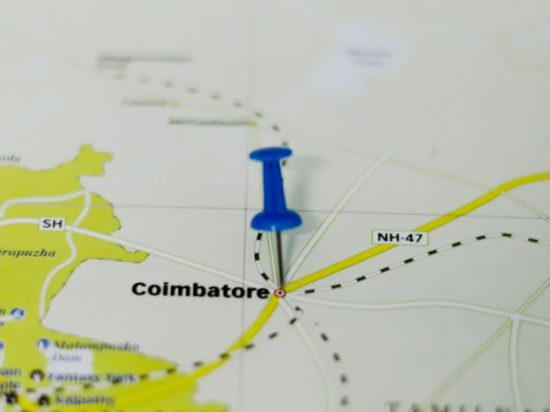 Coimbatore on a map of India 
