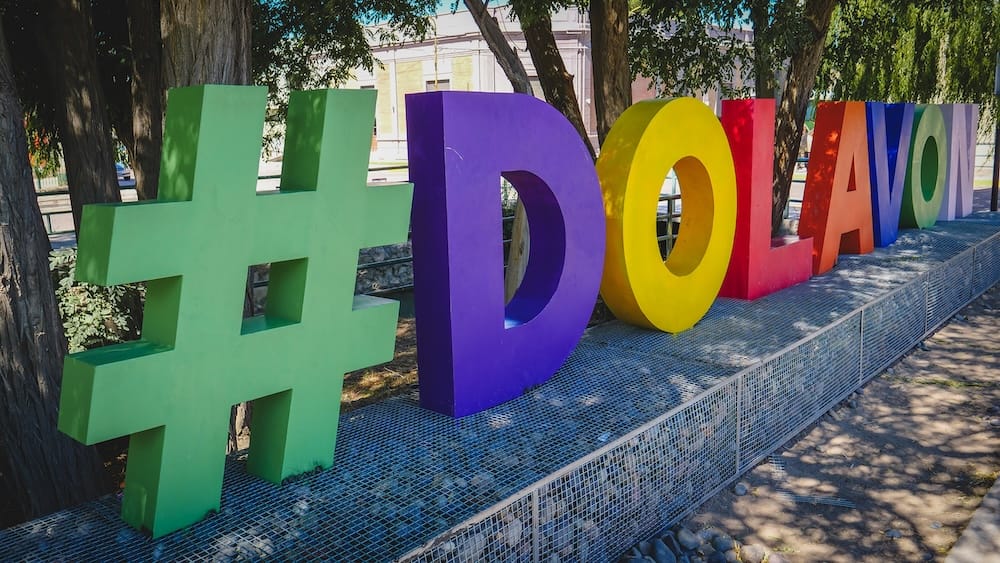 Colorful #Dolavon sign in the Welsh-influenced town of Dolavon, Chubut, where a Monday visit turned into a Patagonia travel reality check when nearly everything was closed.