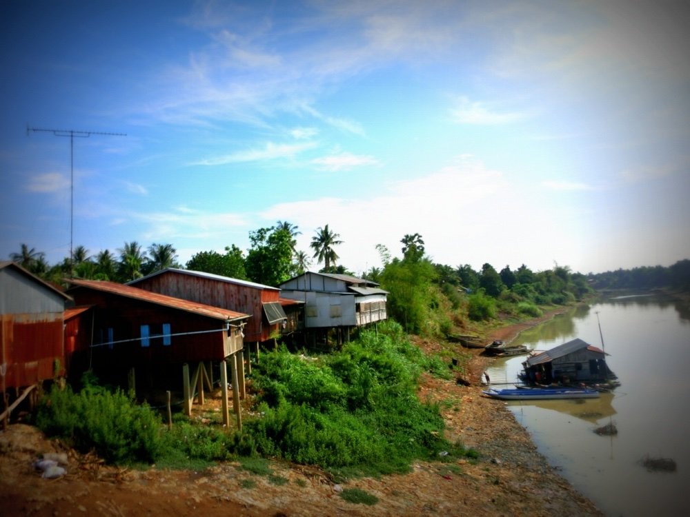 Countryside stilt houses in rural Battambang, Cambodia 