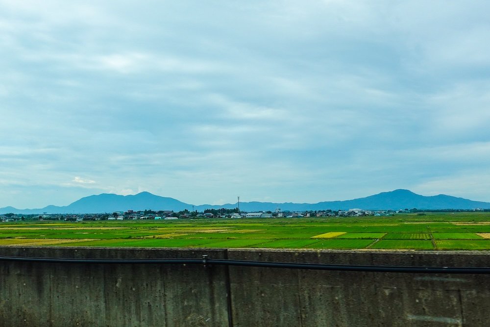 Countryside views on our bus ride to Kiyotsu Gorge, Japan