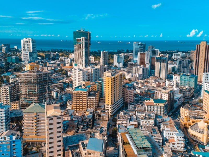 Dar Es Salaam city views of the architecture from a high vantage point in Tanzania 