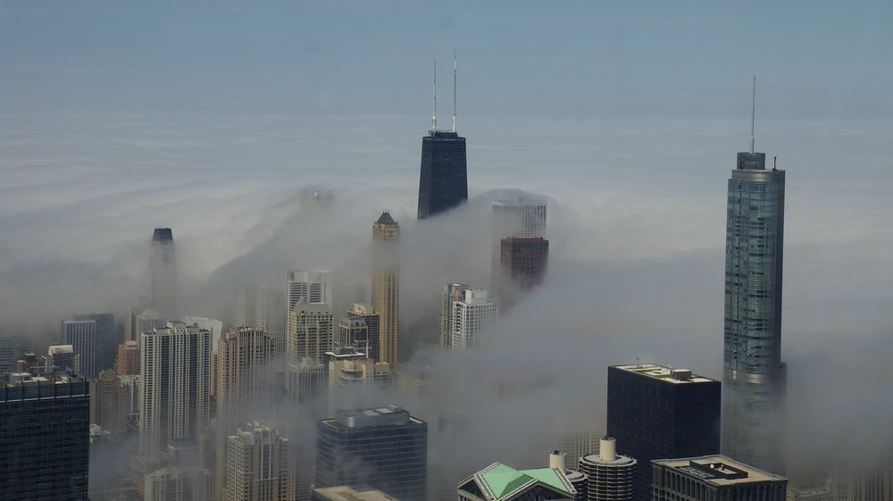 Daytime views of downtown Chicago including its impressed architecture from the Willis Tower formerly known as Sears Tower