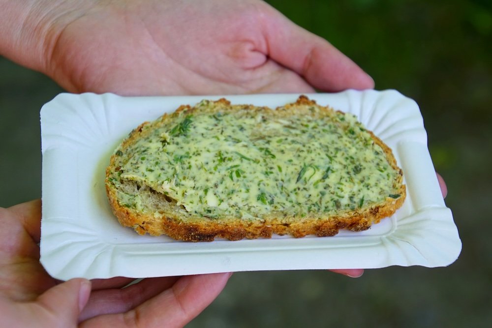 Delicious German bread and butter for breakfast on Rugen Island, Germany 