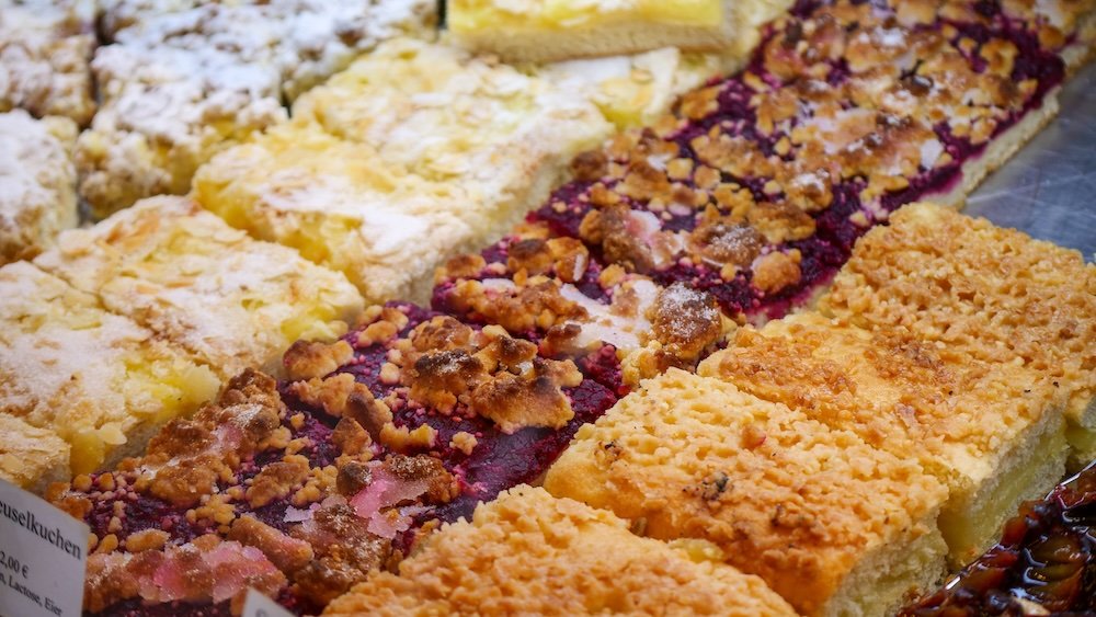 Delicious German pastries macro details in Schwerin, Germany 