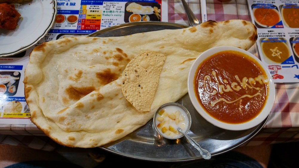 Delicious naan and rich curry at Furumachidori for Indian Food in Niigata, Japan