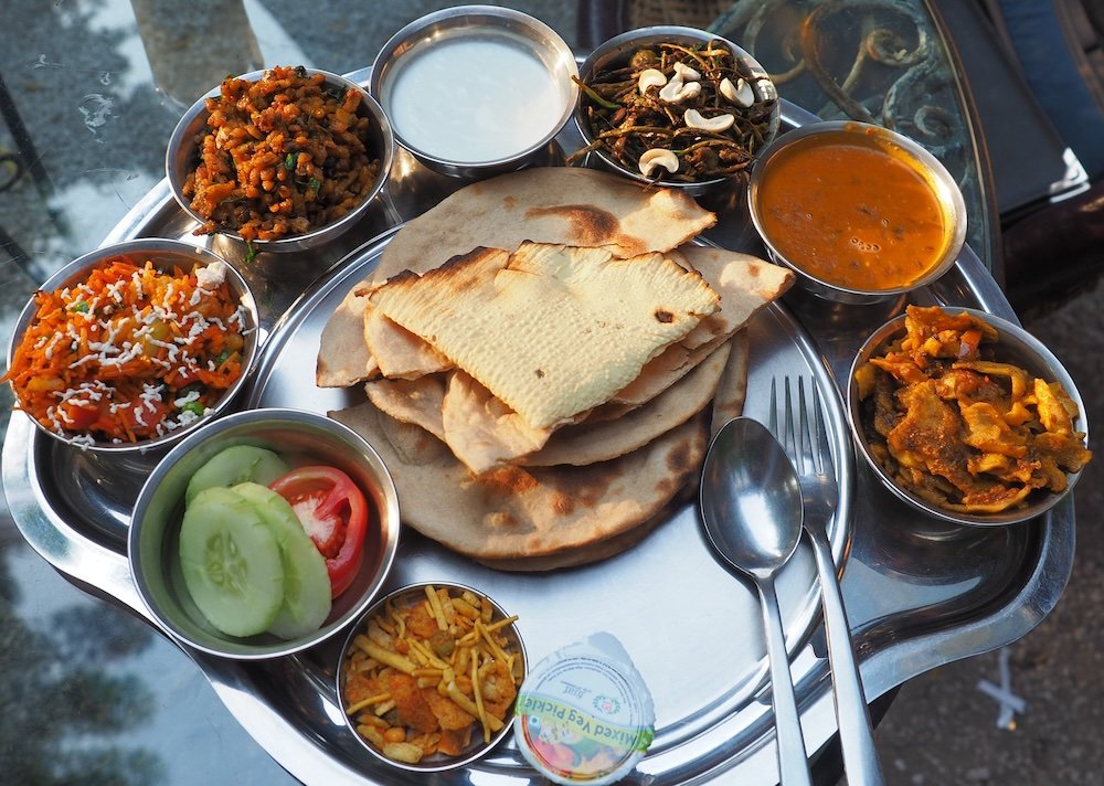 Delicious Rajasthani Thali spread in Jodhpur, India 