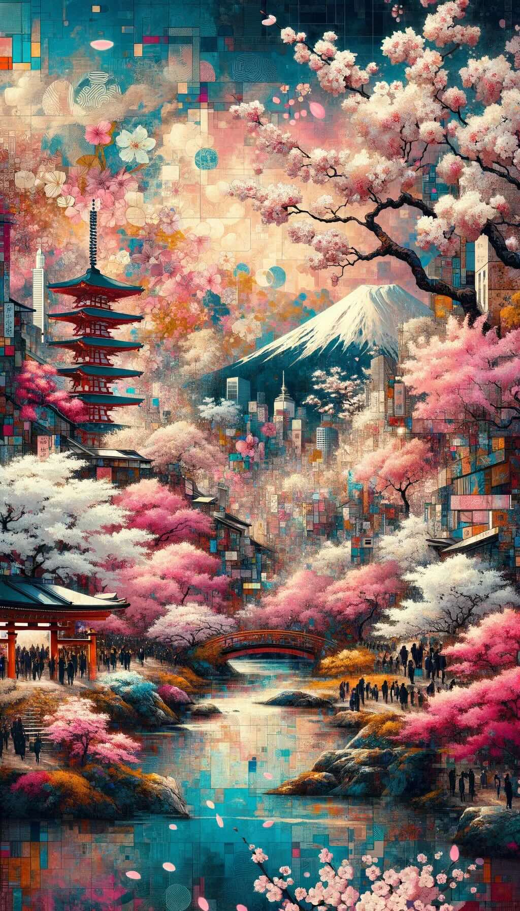 Depicting the beauty and cultural significance of cherry blossoms in Japan, capturing the dreamlike landscapes and the essence of sakura season.