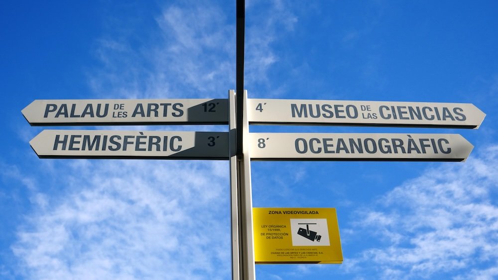 Directional sign in Valencia, Spain 