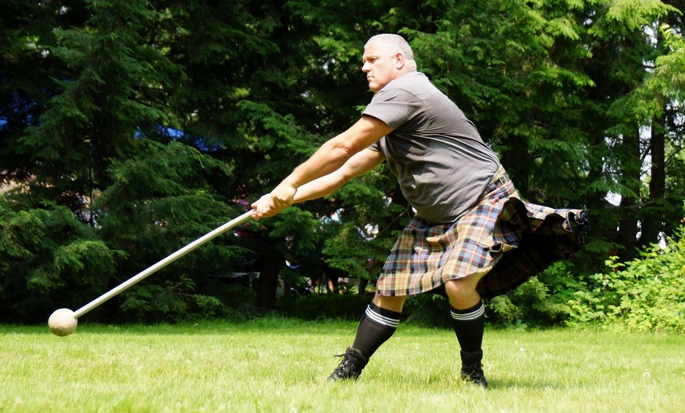 Dirk Bishop, a veteran of the games, practicing for the Hammer toss at the Highland Games in Fredericton