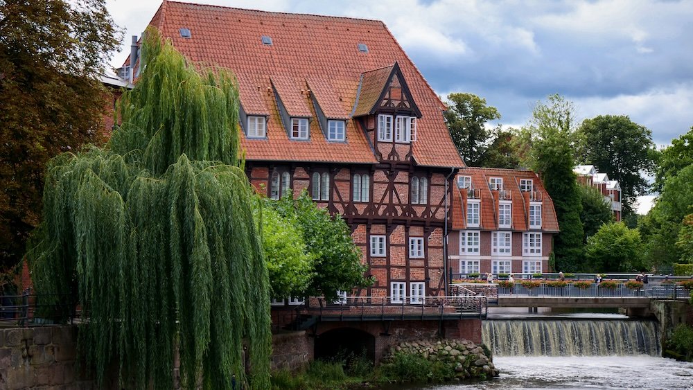 Distinct architecture and greenery in Luneburg, Germany 