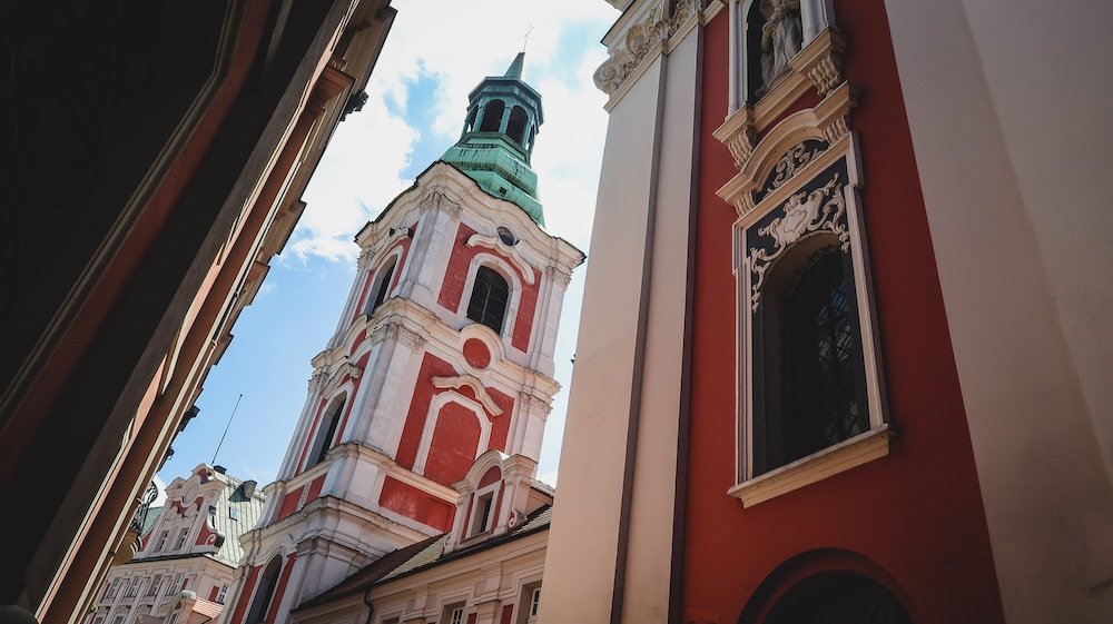 Distinct architecture and towers in Poznan, Poland