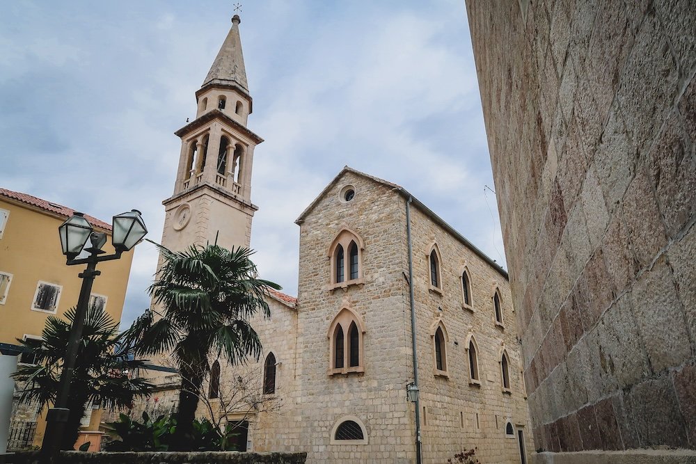 Distinct cathedral in Budva, Montenegro 