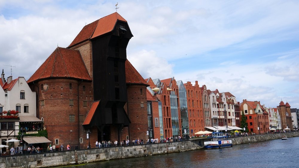 Distinct views of the Medieval Port Crane Zuraw in Gdansk, Poland 