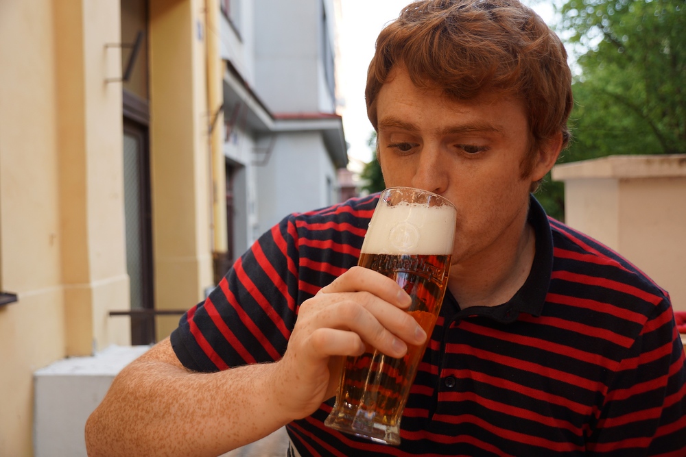 Drinking Pilsner Beer in Prague, Czechia