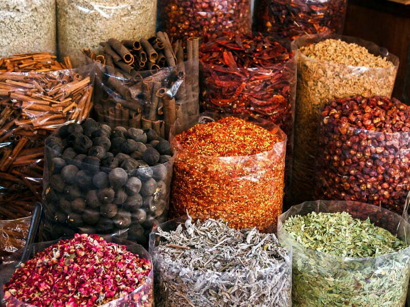 Dubai colorful spice market in the United Arab Emirates 