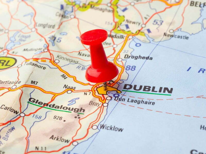 Dublin on a map of Ireland 