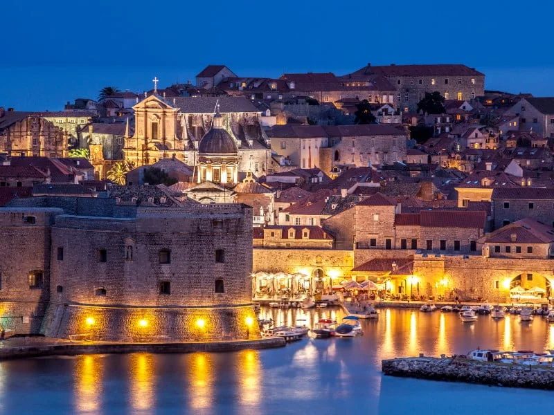 Dubrovnik at night in Croatia 
