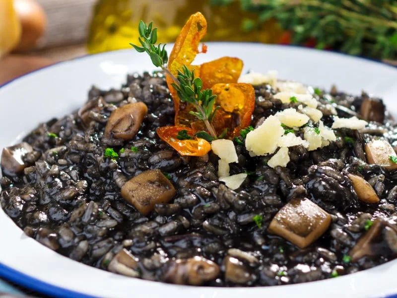 Black risotto is a must try dish in Dubrovnik, Croatia 