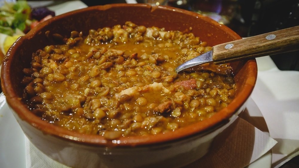 Eating hearty locro in Salta, Argentina 