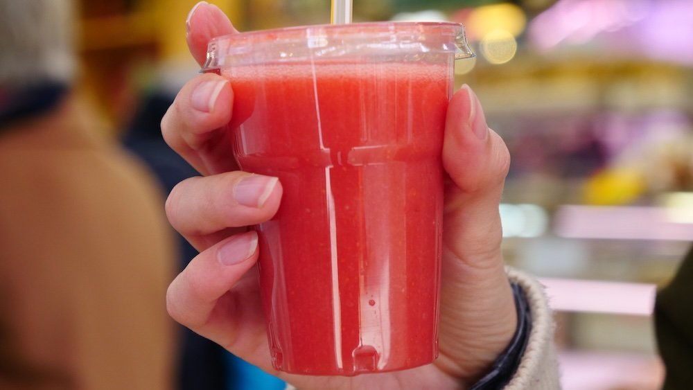 Enjoying fresh squeezed juice in Valencia, Spain 