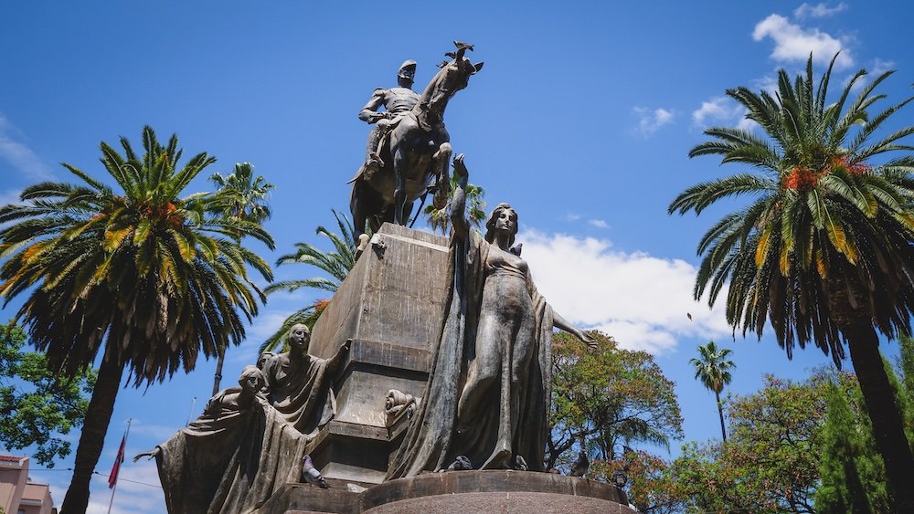 Epic monument in Salta, Argentina in the main plaza 