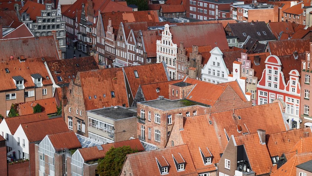 Epic rooftop views from a high vantage point in Luneburg, Germany 