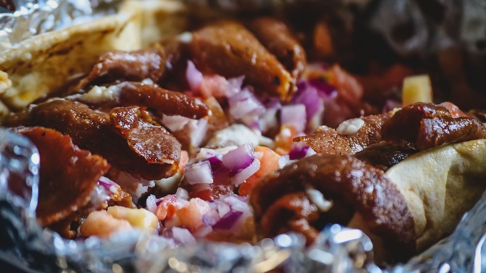 Famous donair kebab giant sized portion in Stewiacke, Nova Scotia, Canada 