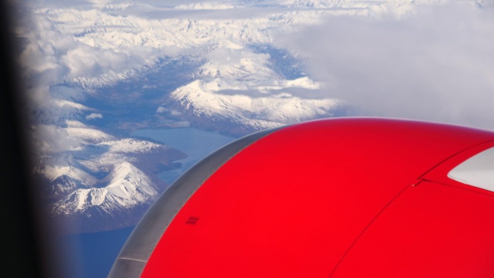 Fear of flying with mountain views on our flight to Japan 