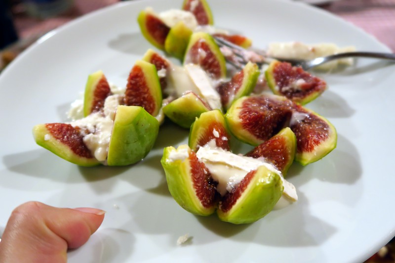 Figs with goat cheese. One of my favorite appetizers we had for dinner during our Costa Brava food trip