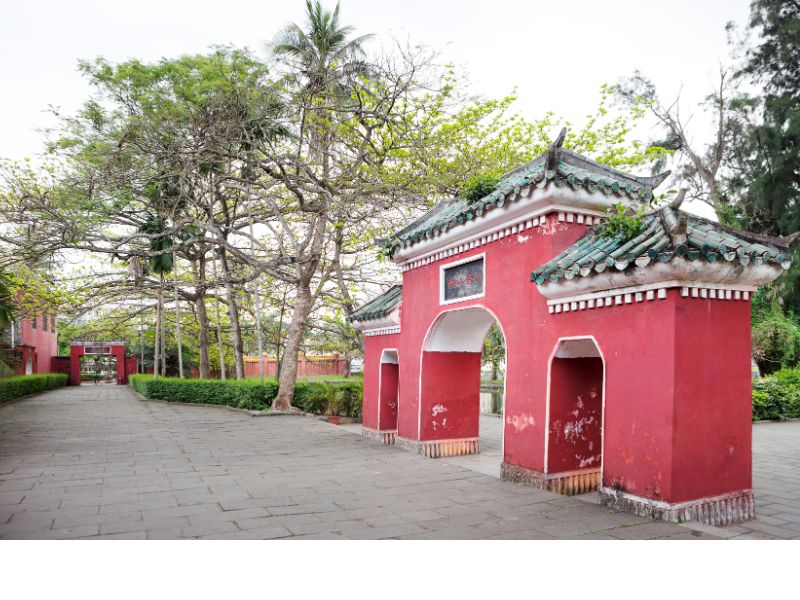 Five Ministers Temple That Is Red In Haikou, China 