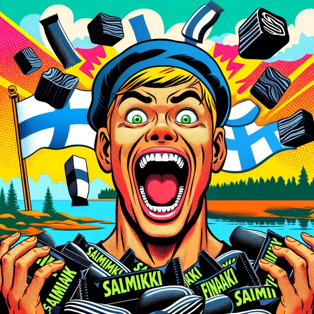 Foreigner with an unusual love for Finnish black salty licorice, salmiakki who just can't get enough to eat