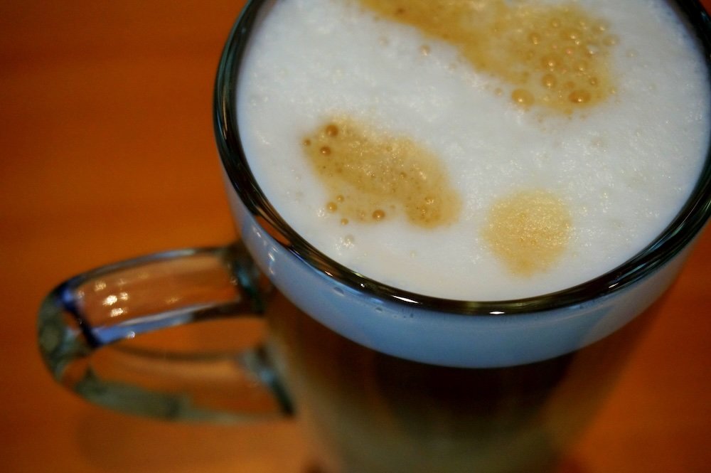 Freiburg cup of frothy coffee in Germany 