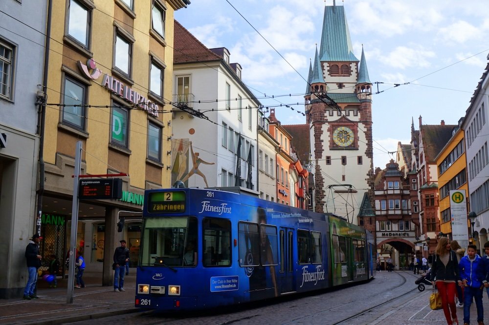 Freiburg tram transportation in the city in Germany 