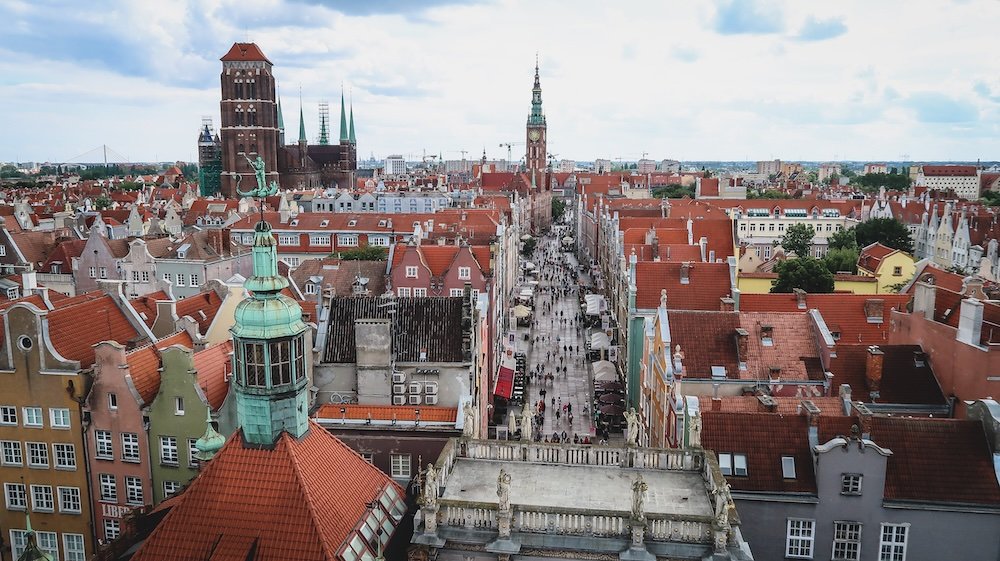 Gdansk city views from high vantage point in Poland 