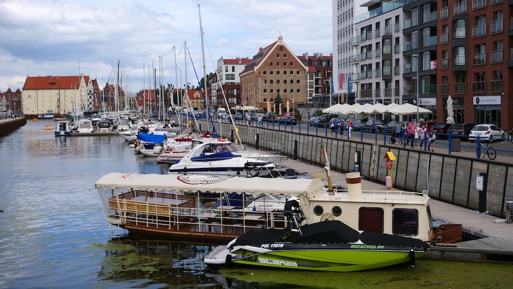 Gdansk harbor full of boats in Poland