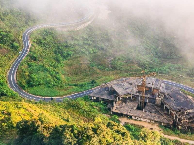 Genting Highlands serpentine roads from a high vantage point in Malaysia 