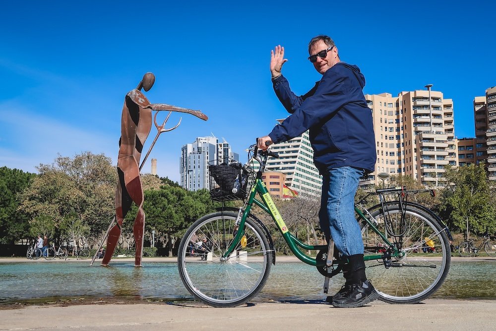 George Jeffery aka Nomadic Samuel's Dad enjoying a bike tour in Valencia, Spain 