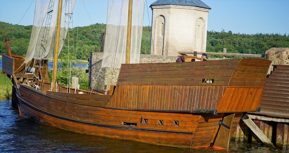 German traditional wooden boat used for festival on Rugen Island, Germany 