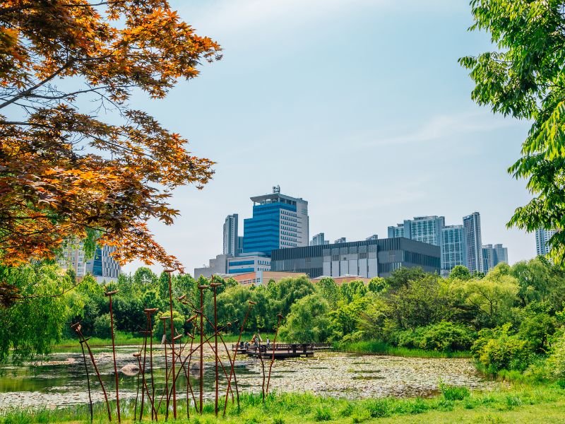 Goyang city framed by greenery in South Korea