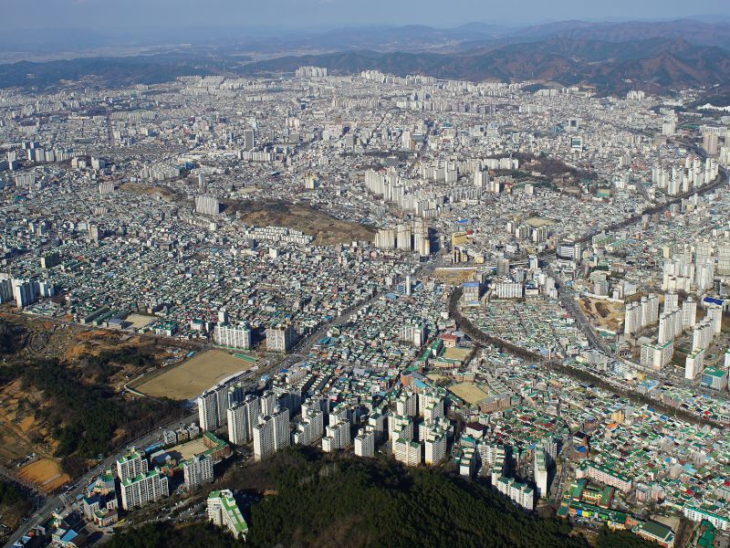 Gwangju aerial views in South Korea 