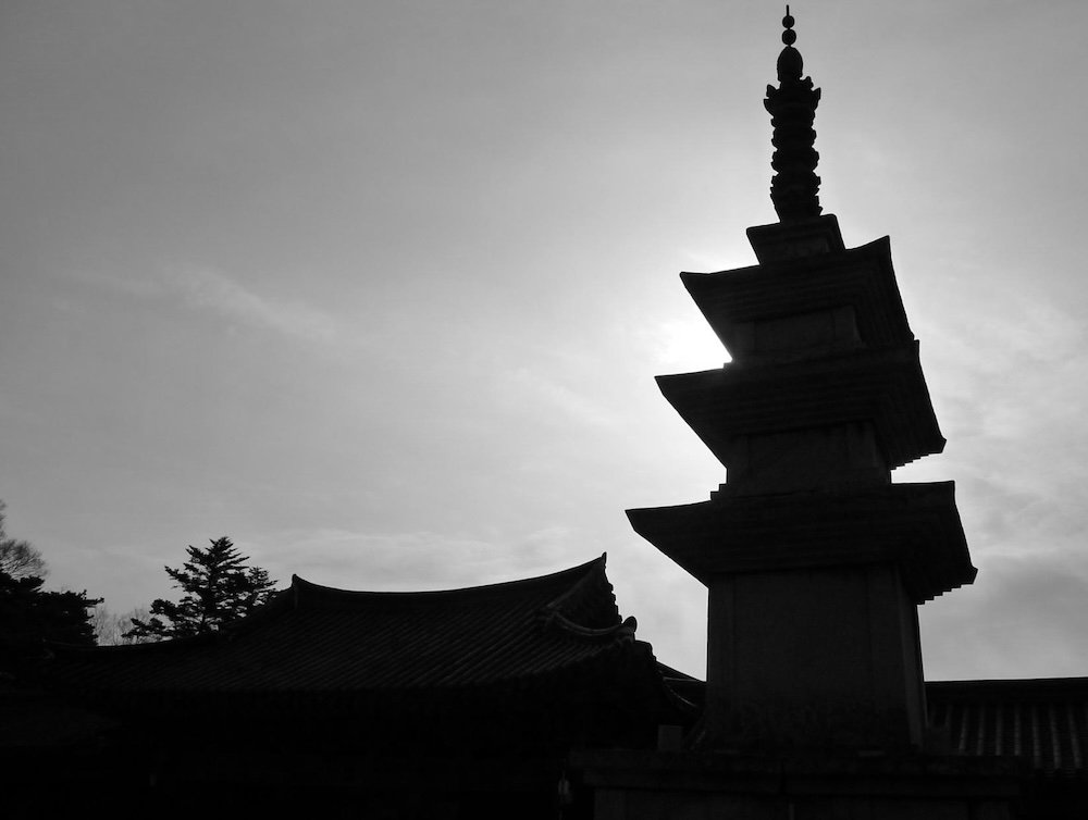 Gyeongju silhouette temple in Gyeongsang province of South Korea 