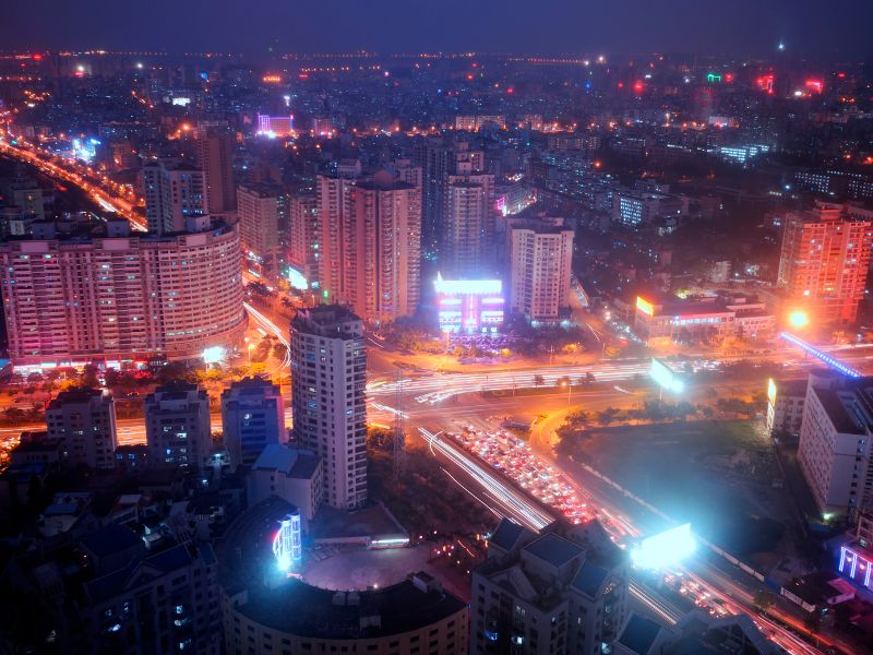 Haikou night views with a high vantage point in China 