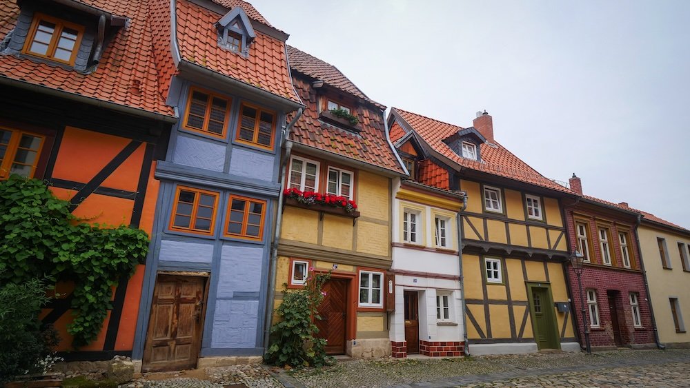 Half timber colorful houses in Quedlinburg, Germany 