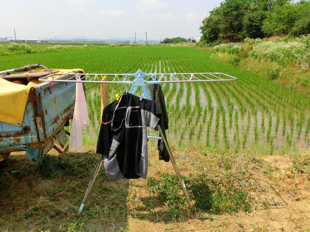 Hanging up clothes to dry in Pyeongtaek, Korea 