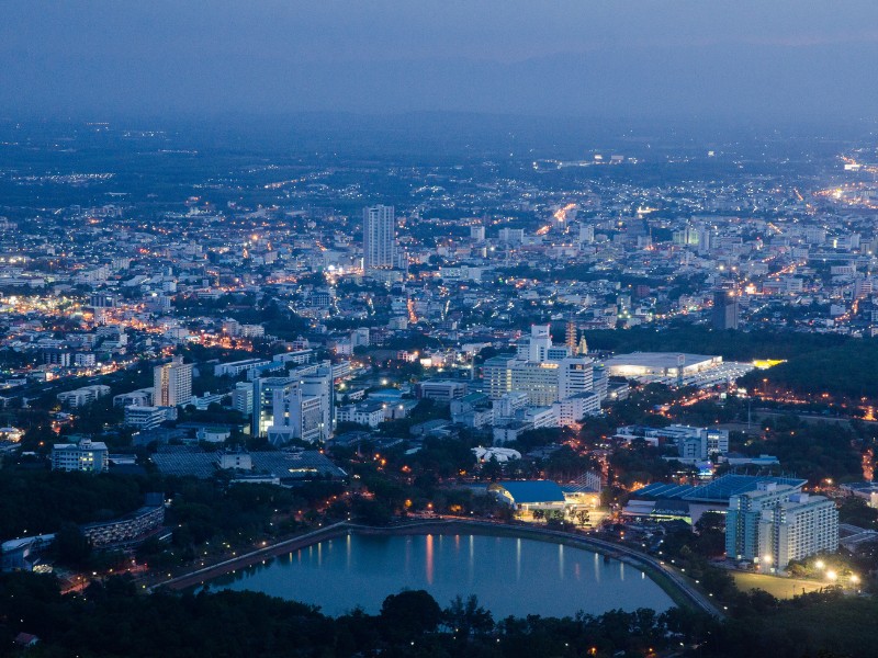 Hat Yai city at night in Thailand 