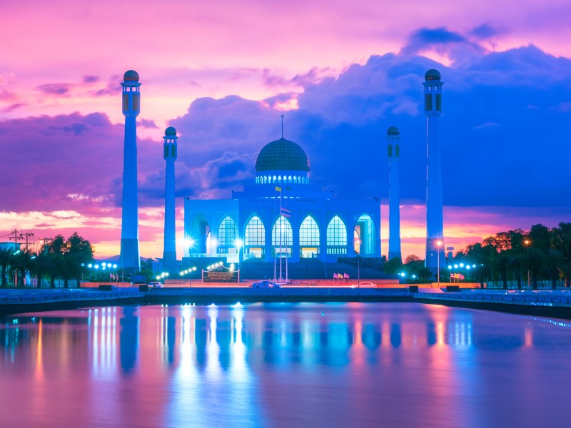 Hat Yai Mosque Sunset Views With Gorgeous Colours in Thailand 