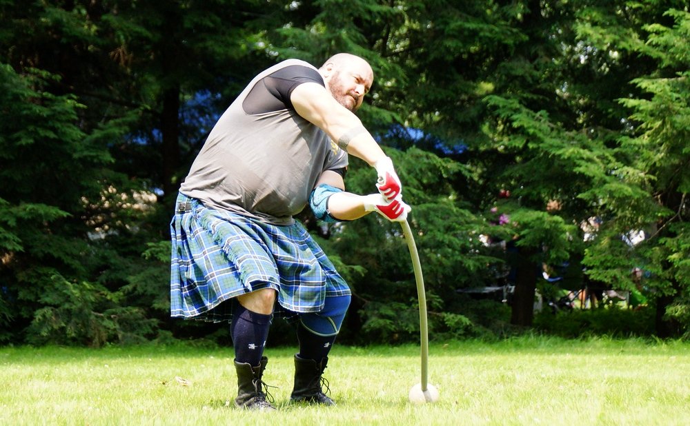 Here you'll notice the flex of the Ancient Hammer as it is being swung close to the grass at the New Brunswick Highland Games