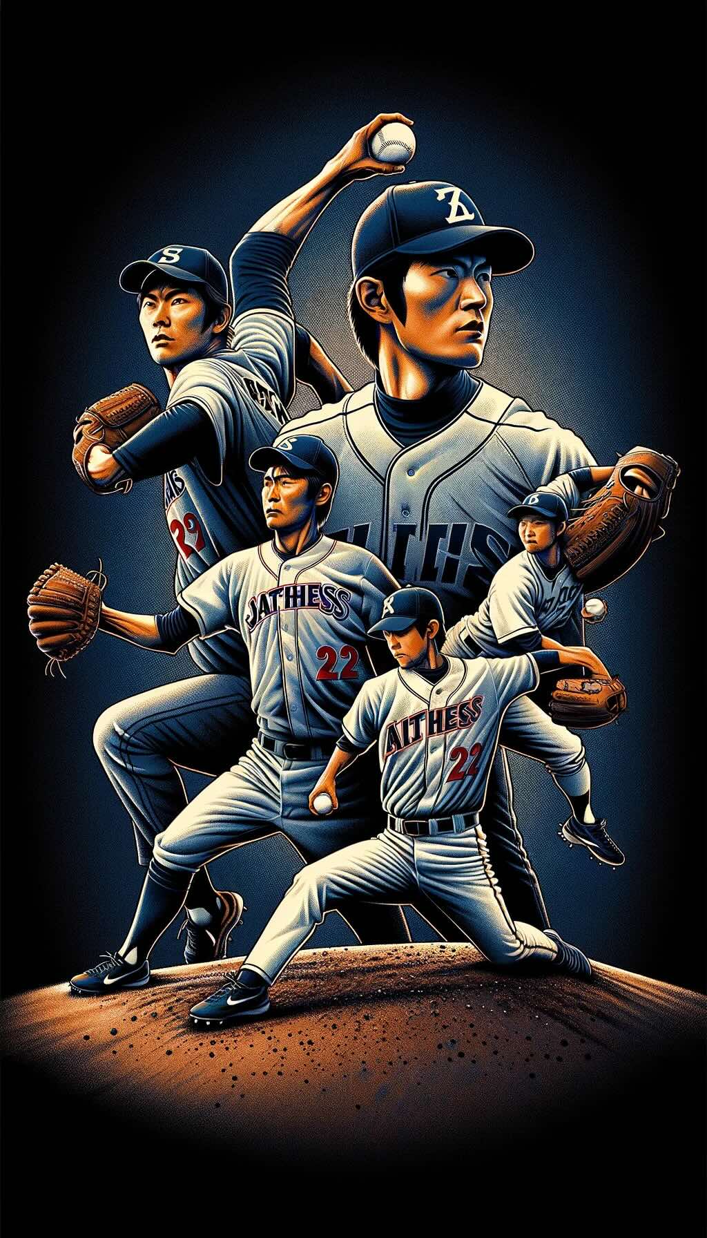Highlighting the Best Pitchers in Japanese Baseball - digital art 