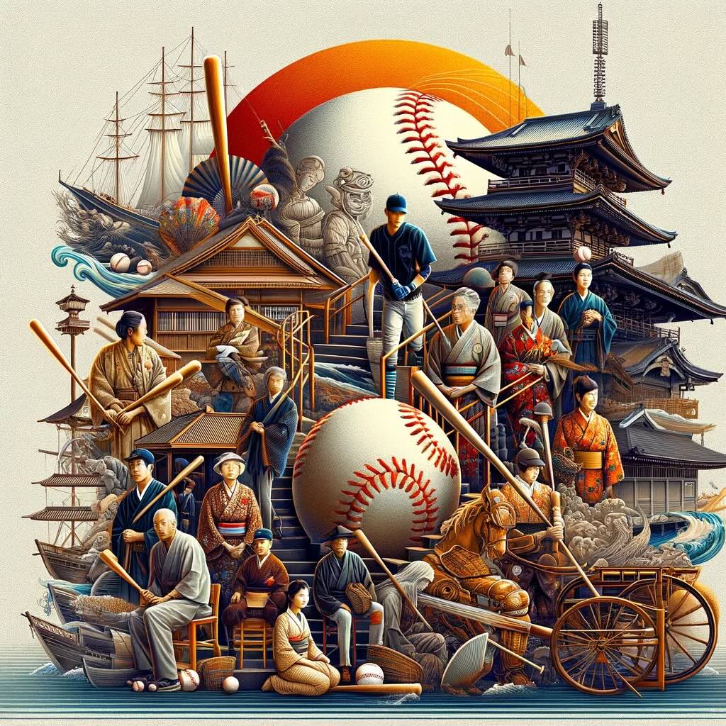 Historical Context of Baseball in Japan - digital art 
